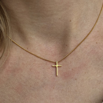 Sterling Silver Gold Plated Cross Pendant Necklace