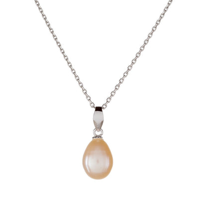 Sterling Silver Rhodium Plated Pearl Necklace