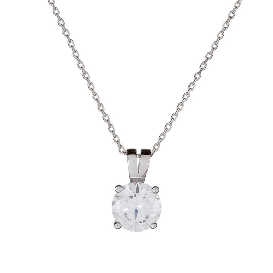 Sterling Silver Rhodium Plated Clear CZ Necklace