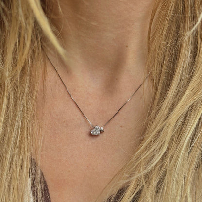 Sterling Silver Rhodium Plated CZ Hearts Necklace