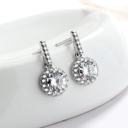 Scandinavian Silver Rhodium Plated CZ Stud Earrings