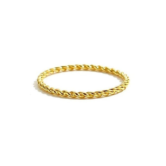 Sterling Silver Gold Plated 1 mm Braided Ring