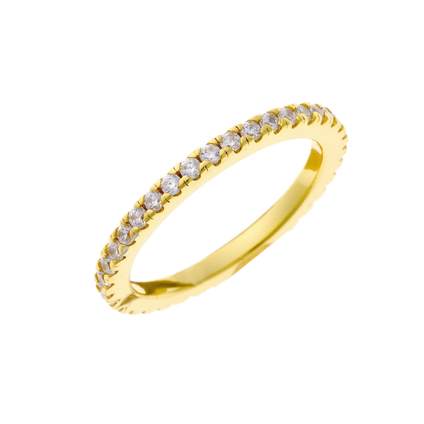 Sterling Silver Gold Plated 1.5 mm CZ Band Ring