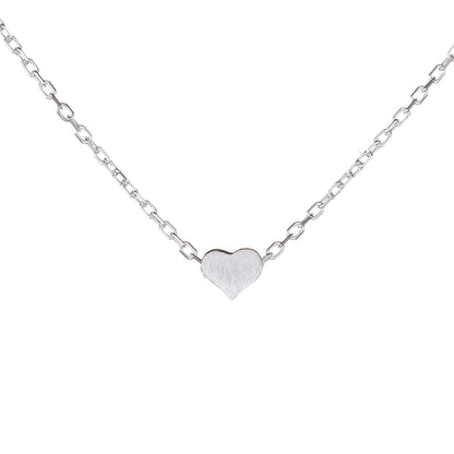 Sterling Silver Matte Heart Pendant Necklace