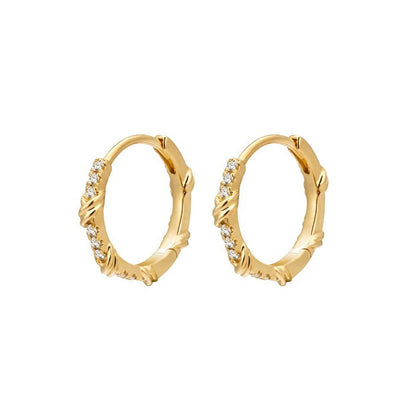 Sterling Silver Gold Plated 13 mm Hoops with CZ