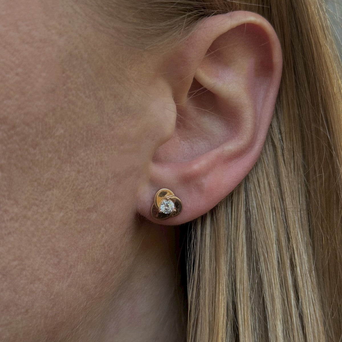 Sterling Silver Rose Gold Plated Studs with CZ