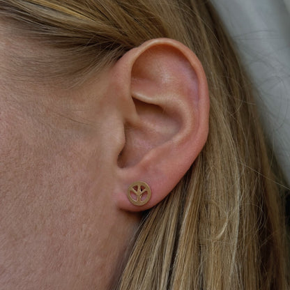 Sterling Silver Rose Gold Plated Studs "Peace"