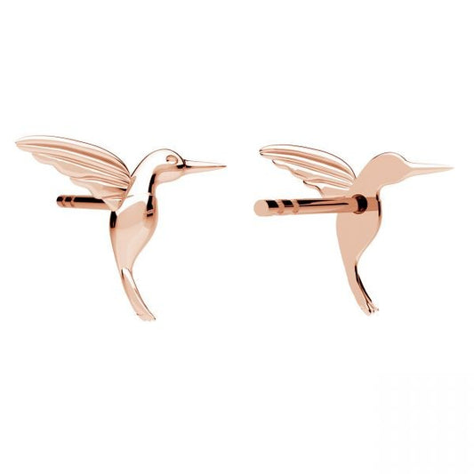 Sterling Silver Rose Gold Plated Hummingbird Studs