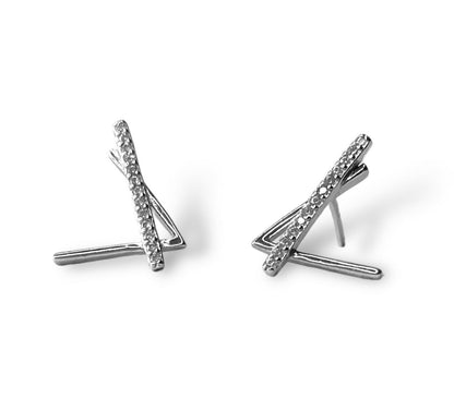 Sterling Silver Rhodium Plated Studs with CZ