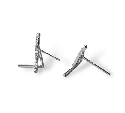 Sterling Silver Rhodium Plated Studs with CZ