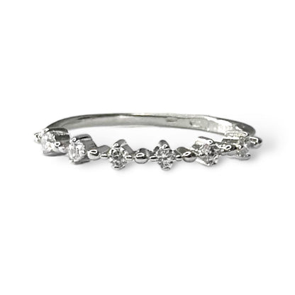 Sterling Silver Rhodium Plated CZ Ring