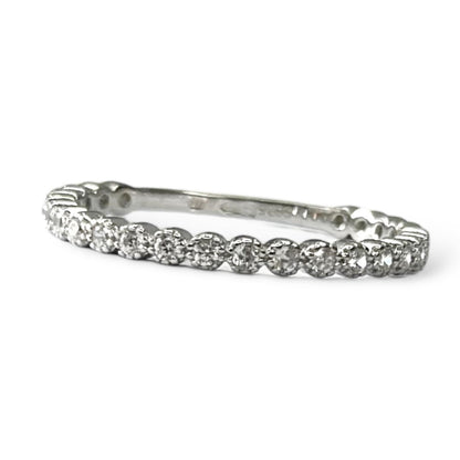 Sterling Silver Rhodium Plated CZ Band Ring