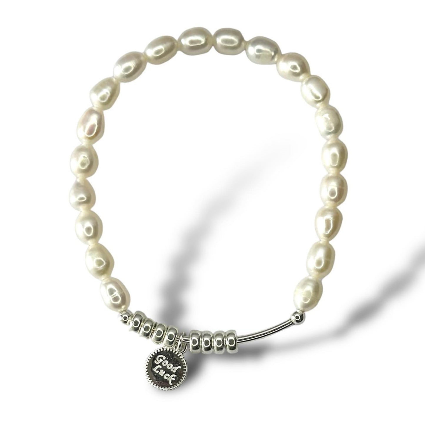 Freshwater Pearl Stretchy Bracelet "Good Luck"