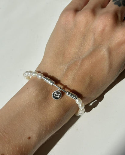 Freshwater Pearl Stretchy Bracelet "Good Luck"