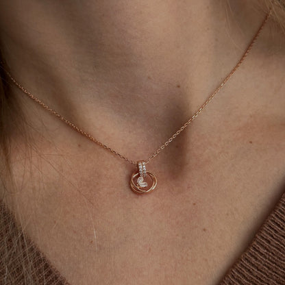 Sterling Silver Rose Gold Plated Circle Necklace