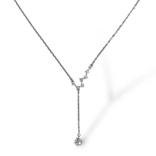 Sterling Silver Rhodium Plated CZ Star Necklace