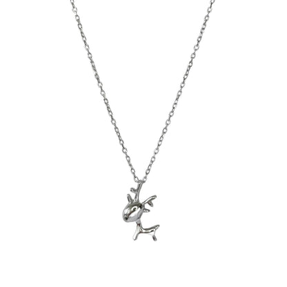 Sterling Silver Rhodium Plated Deer Pendant Necklace