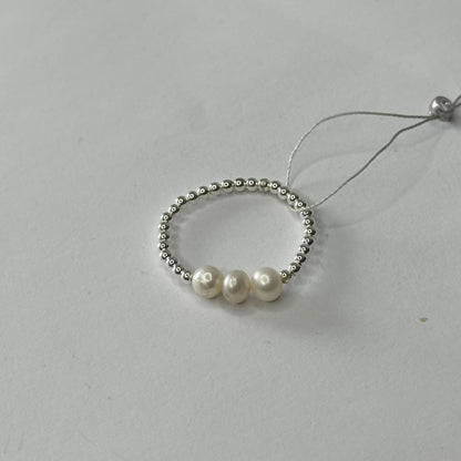 Sterling Silver Adjustable Pearl Ring