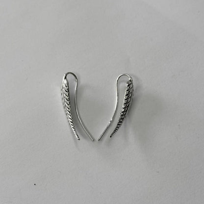 Sterling Silver Rhodium Plated Leaf Drop Earrings