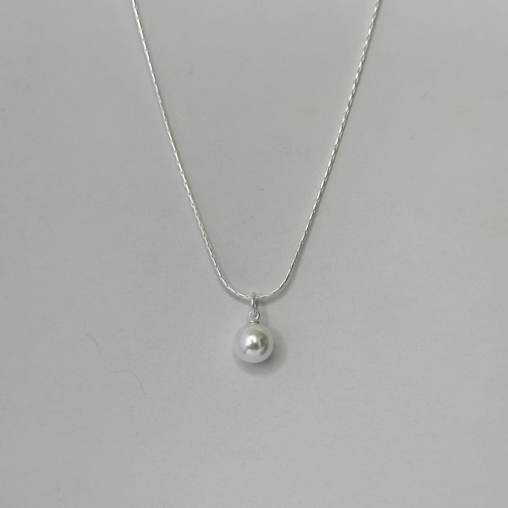 Sterling Silver Pearl Imitation Pendant Necklace