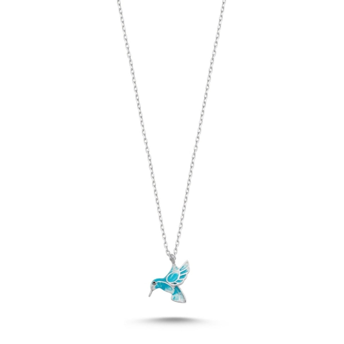 Sterling Silver Rhodium Plated Hummingbird Necklace