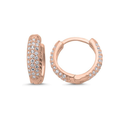 Scandinavian Silver Rose Gold Plated Hoops with CZ