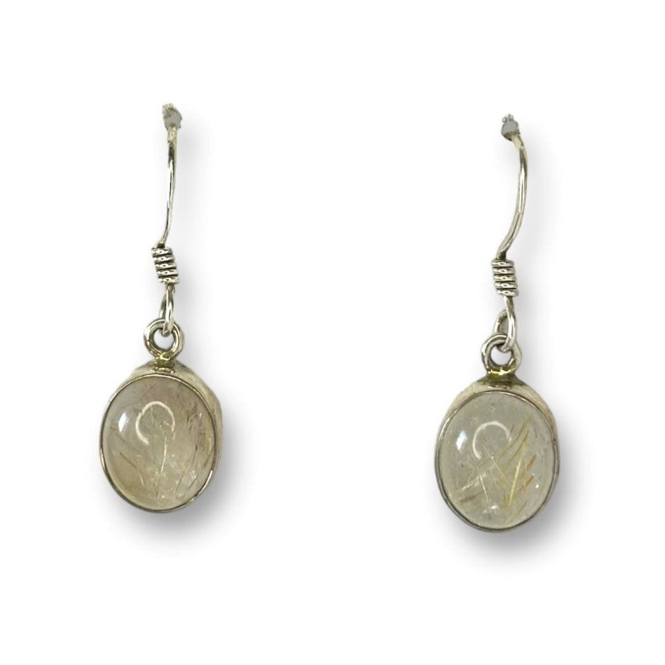 Sterling Silver Rutile Qartz Drop Earrings