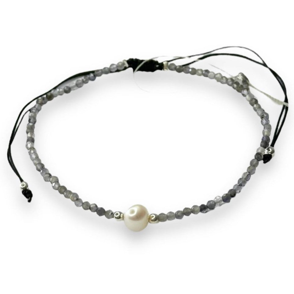 Labradorite Stone Bracelet with Freshwater Pearl