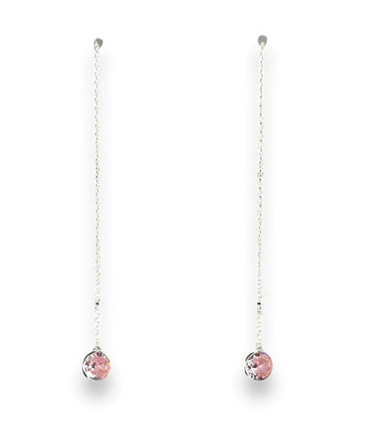 Sterling Silver CZ Chain Drop Earrings