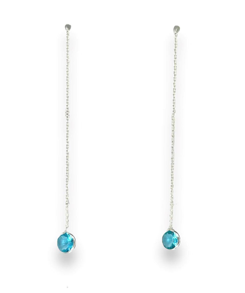 Sterling Silver CZ Chain Drop Earrings