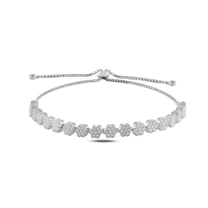 Sterling Silver CZ Flower Bracelet