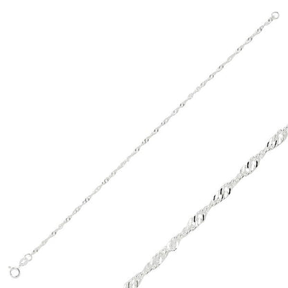 Sterling Silver 1.5 mm Singapore Chain Bracelet