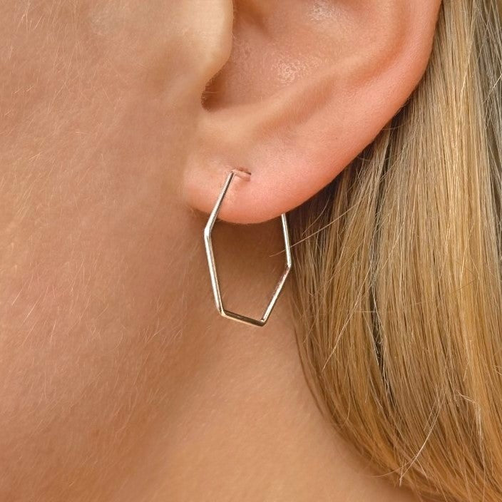 Sterling Silver Hexagon Hoops