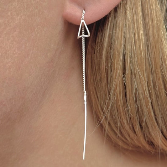 Sterling Silver Chain Drop Earrings