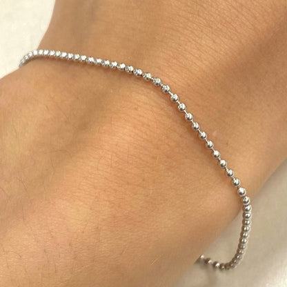 Sterling Silver Rhodium Plated Ball Bead Bracelet