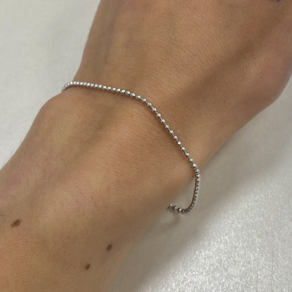 Sterling Silver Rhodium Plated Ball Bead Bracelet