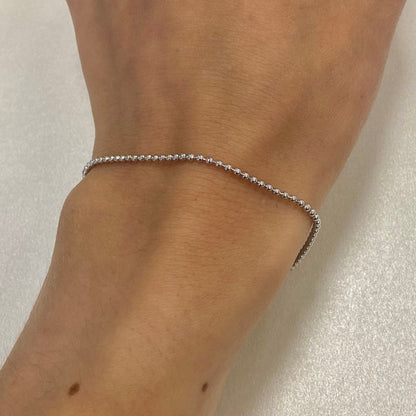 Sterling Silver Rhodium Plated Ball Bead Bracelet