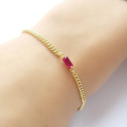 Sterling Silver Gold Plated Ruby CZ Bracelet