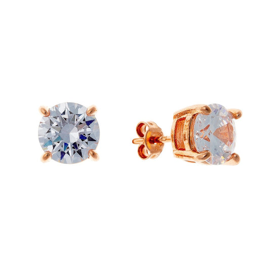 Sterling Silver Rose Gold Plated 2 - 8 mm CZ Studs