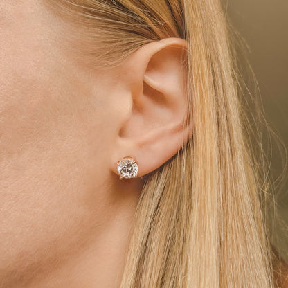 Sterling Silver Rose Gold Plated 2 - 8 mm CZ Studs