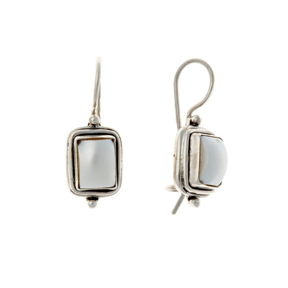 Sterling Silver Square Pearl Drop Earrings