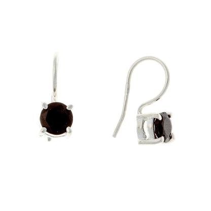 Sterling Silver Round Black Onyx Drop Earrings