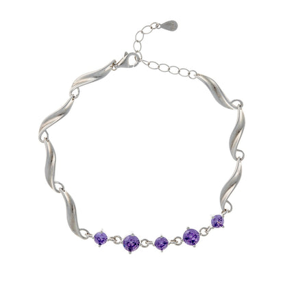 Sterling Silver Rhodium Plated CZ Bracelet