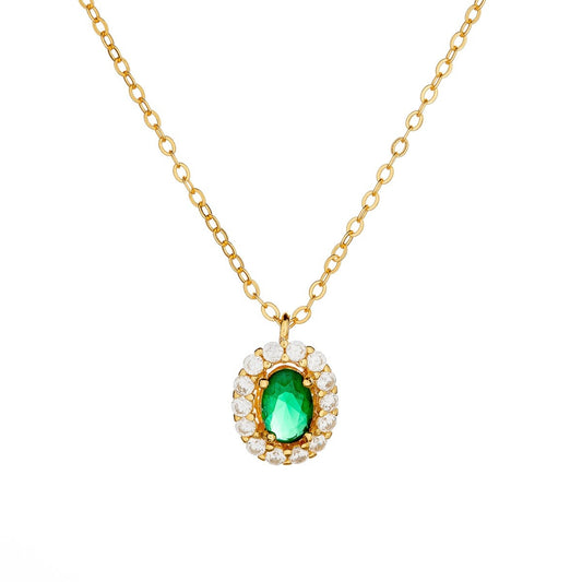 Sterling Silver Gold Plated Oval CZ Necklace