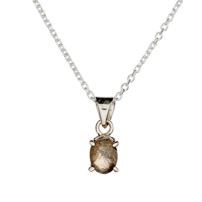 Sterling Silver Oval Labradorite Pendant Necklace