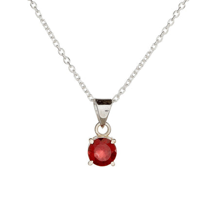 Sterling Silver Round Garnet Pendant Necklace