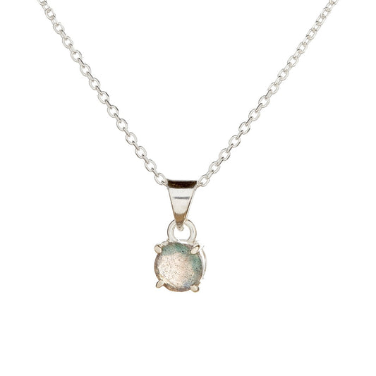 Sterling Silver Round Labradorite Pendant Necklace