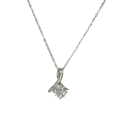 Sterling Silver Rhodium Plated CZ Pendant Necklace