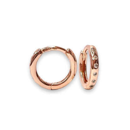 Sterling Silver Rose Gold Plated 12 mm CZ Hoops