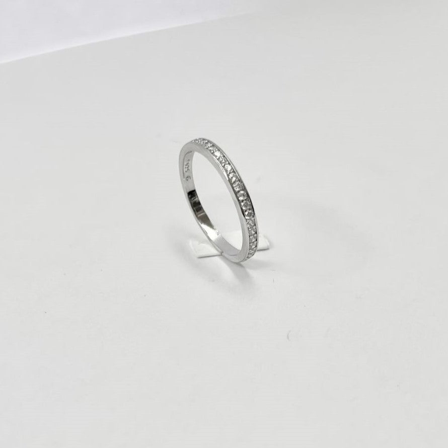 Sterling Silver Rhodium Plated CZ Band Ring